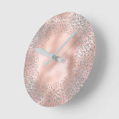 Silver Grey Metallic Confetti Glitter Blush Pink Ronde Klok (Hoek)