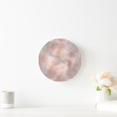 Silver Grey Metallic Confetti Glitter Blush Pink Ronde Klok (Huis)