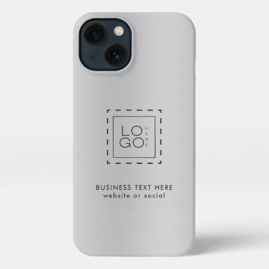 Silver Grey Metallic Custom Square Business Logo iPhone Hoesje (Achterkant)