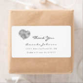 Silver Grey Metallic Heart Brush Stroke Dankuwel Etiket (Insitu)