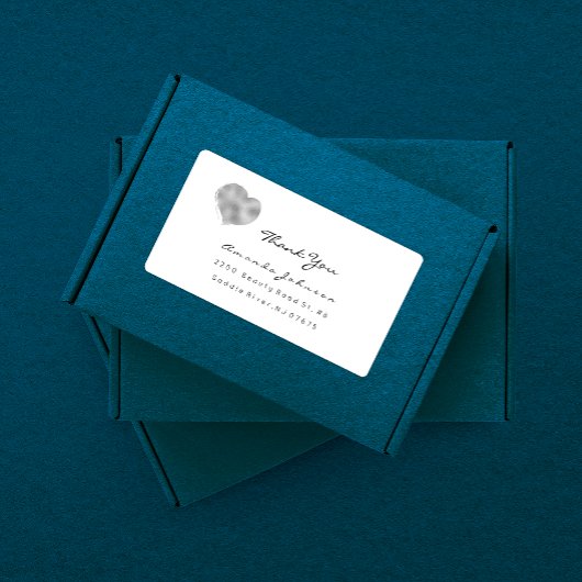 Silver Grey Metallic Heart Brush Stroke Dankuwel Etiket