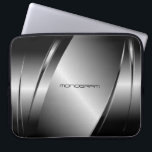 Silver Grey Metallic look-Stainless Steel Pattern Laptop Sleeve<br><div class="desc">Zilver grijs glanzend metallisch uiterlijk, roestvrij stalen patroon. Aangepast en optioneel monogram. Beschikbaar op andere producten en kan worden aangevraagd voor elk van de producten die op Zazzle worden aangeboden.</div>
