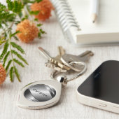 Silver Grey Metallic look-Stainless Steel Pattern Sleutelhanger (Zijkant)