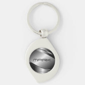 Silver Grey Metallic look-Stainless Steel Pattern Sleutelhanger (Voorkant)