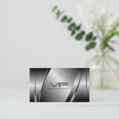 Silver Grey Metallic look-Stainless Steel Pattern Visitekaartje (Staand voorkant)