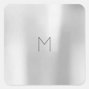 Silver Grey Metallic minima monogram Vierkante Sticker