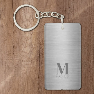 Silver Grey Metallic Monogramed Sleutelhanger