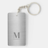 Silver Grey Metallic Monogramed Sleutelhanger (achterkant)