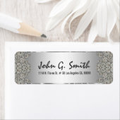 Silver Grey Metallic Pattern Floral Swirls 2 Etiket (Insitu)