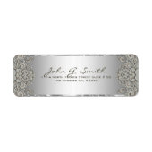 Silver Grey Metallic Pattern Swirls Etiket (Voorkant)