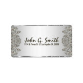 Silver Grey Metallic Pattern Swirls Etiket (Voorkant)