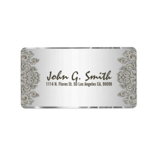 Silver Grey Metallic Pattern Swirls Etiket