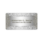 Silver Grey Metallic Pattern Swirls Etiket (Voorkant)