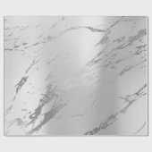Silver Grey Metallic Strokes Marble Shiny Glam Cadeaupapier (Vlak)