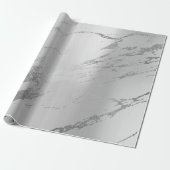 Silver Grey Metallic Strokes Marble Shiny Glam Cadeaupapier (Uitgerold)