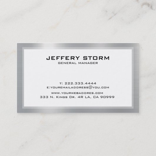 Silver Grey Metallic Textuur Visitekaartje (Achterkant)