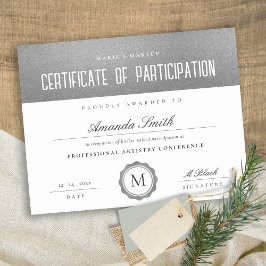 Silver Grey Minimal Certificate of Participation