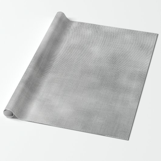 Silver Grey Minimal Linen Textile Burlap Canva Cadeaupapier (Uitgerold)