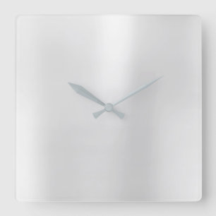 Silver Grey Minimal Monochrom Metallic Steel Vierkante Klok