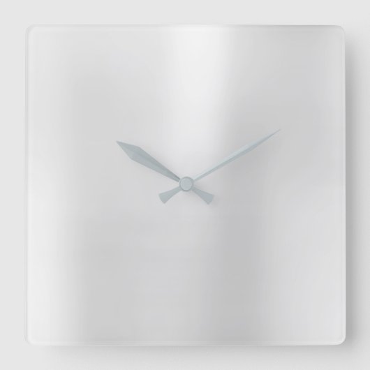 Silver Grey Minimal Monochrom Metallic Steel Vierkante Klok (Voorkant)