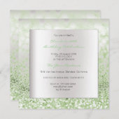 Silver Grey Minimale geboorte Mint Green Glitter Kaart (Voorkant / Achterkant)