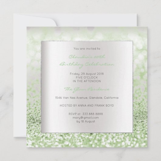 Silver Grey Minimale geboorte Mint Green Glitter Kaart (Voorkant)