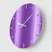 Silver Grey Minimalism Amethyst Paars Plum Grote Klok (Hoek)