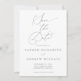 Silver Grey Minimalist Save the Date Invitation Kaart