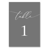 Silver Grey Minimalist Table Number Kaart (Achterkant)