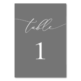 Silver Grey Minimalist Table Number Kaart