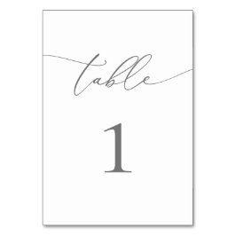 Silver Grey Minimalist Table Number Kaart