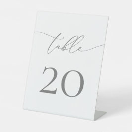 Silver Grey Minimalist Table Number Pedestal Sign Reclamebord Met Voetstuk