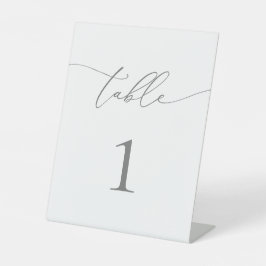 Silver Grey Minimalist Table Number Reclamebord Met Voetstuk