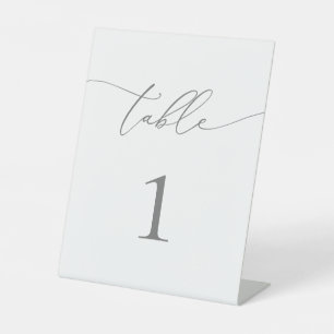 Silver Grey Minimalist Table Number Reclamebord Met Voetstuk