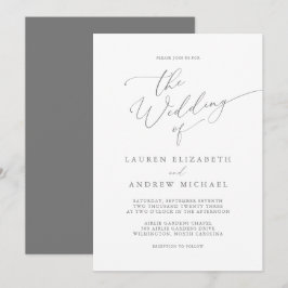 Silver Grey Minimalist Weddenschap Kaart