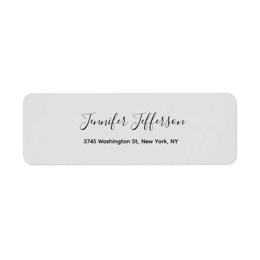 Silver Grey Modern Handschriftrein Professional Etiket (Voorkant)