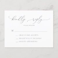 Silver Grey Modern Minimalist Wedding RSVP