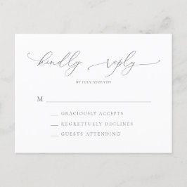 Silver Grey Modern Minimalist Wedding RSVP Briefkaart