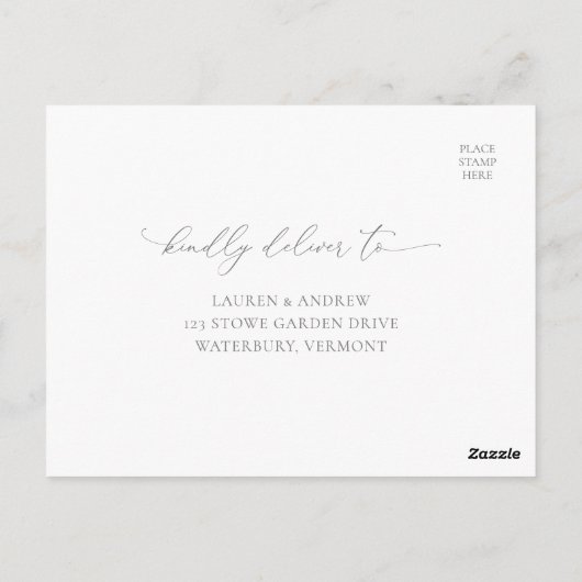 Silver Grey Modern Minimalist Wedding RSVP Briefkaart (Achterkant)