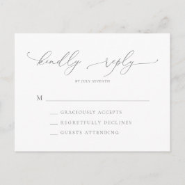 Silver Grey Modern Minimalist Wedding RSVP Briefkaart