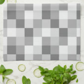 Silver Grey Monochrome Checkered Pattern Theedoek (Gevouwen)