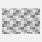 Silver Grey Monochrome Checkered Pattern Theedoek (Horizontaal)