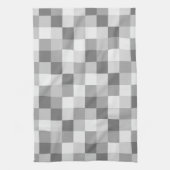 Silver Grey Monochrome Checkered Pattern Theedoek (Verticaal)