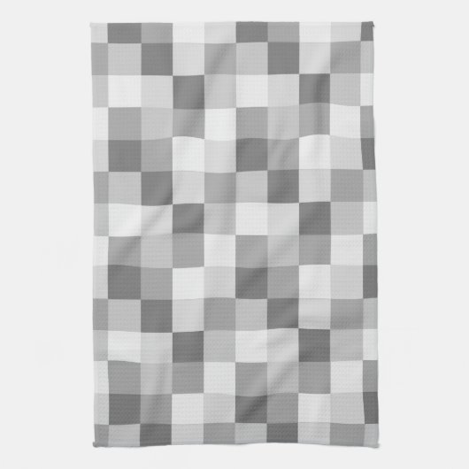 Silver Grey Monochrome Checkered Pattern Theedoek (Verticaal)
