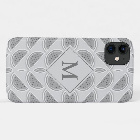 Silver Grey Monogram Watermelon Case-Mate iPhone Case (Achterkant (horizontaal))