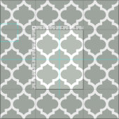 Silver Grey Moroccan Quatrefoil Trellis Fabric Stof (Delen)