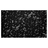Silver Grey Musical Notes on Black Stof (Fat Quarter)