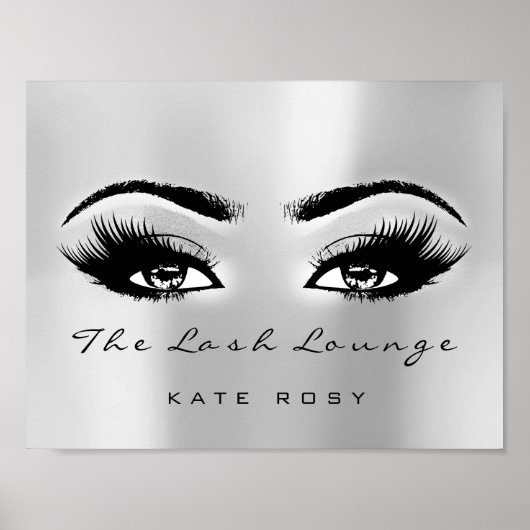 Silver Grey Name Makeup Artist Beauty Studio Lashe Poster (Voorkant)