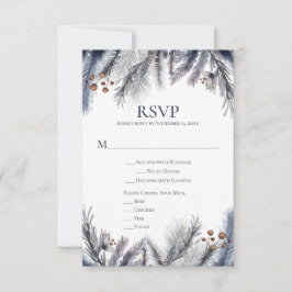 Silver Grey Navy RSVP Kaartje