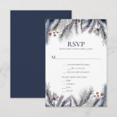 Silver Grey Navy RSVP Kaartje (Voorkant / Achterkant)